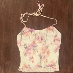 Garage halter tie back top floral